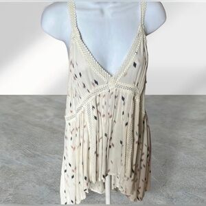 Blu Pepper Cream Gray Flowy Tunic Tank M | Boho Balletcore Sheer Layering Top